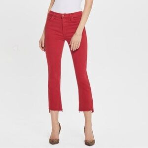 MOTHER Red Ankle Crop Jeans